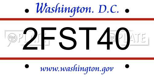 2FST40 District Of Columbia License Plate