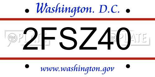 2FSZ40 District Of Columbia License Plate