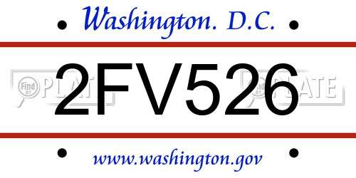 2FV526 District Of Columbia License Plate