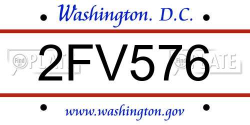 2FV576 District Of Columbia License Plate