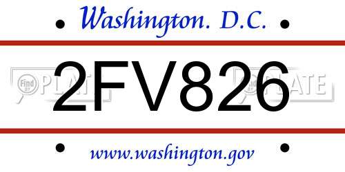 2FV826 District Of Columbia License Plate