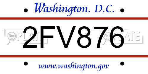 2FV876 District Of Columbia License Plate