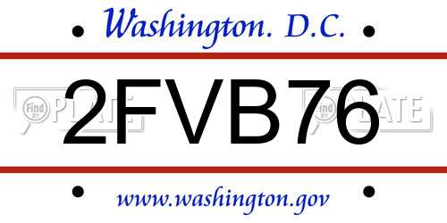 2FVB76 District Of Columbia License Plate