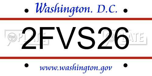 2FVS26 District Of Columbia License Plate