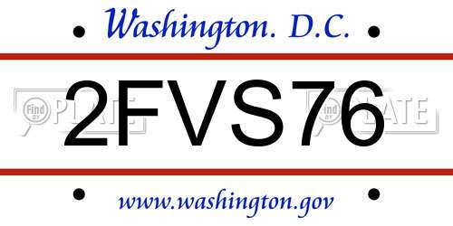 2FVS76 District Of Columbia License Plate