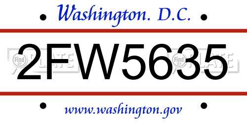 2FW5635 District Of Columbia License Plate