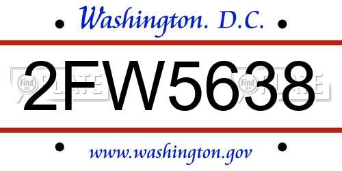 2FW5638 District Of Columbia License Plate