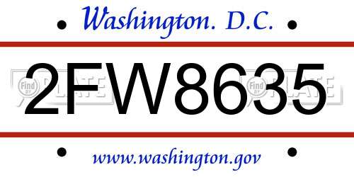 2FW8635 District Of Columbia License Plate