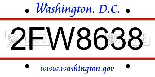 2FW8638 District Of Columbia License Plate