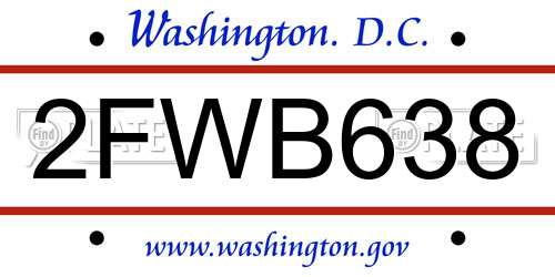 2FWB638 District Of Columbia License Plate