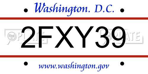 2FXY39 District Of Columbia License Plate