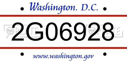 2G06928 District Of Columbia License Plate