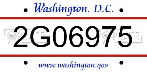 2G06975 District Of Columbia License Plate