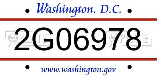 2G06978 District Of Columbia License Plate