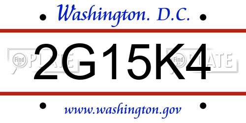 2G15K4 District Of Columbia License Plate
