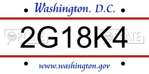 2G18K4 District Of Columbia License Plate