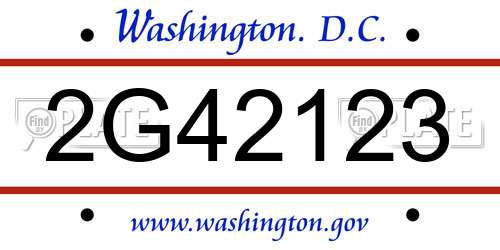 2G42123 District Of Columbia License Plate