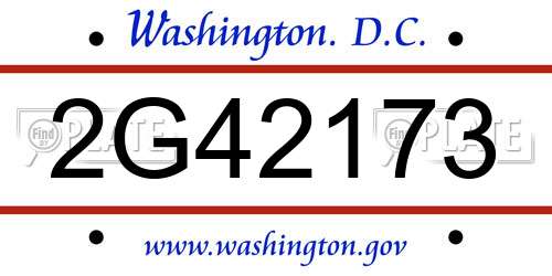 2G42173 District Of Columbia License Plate