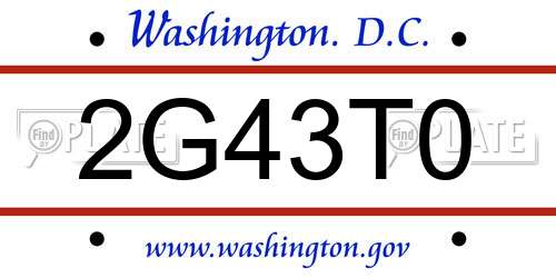 2G43T0 District Of Columbia License Plate