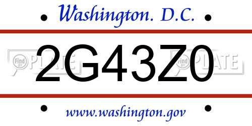 2G43Z0 District Of Columbia License Plate