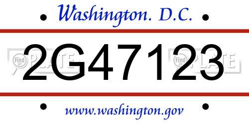 2G47123 District Of Columbia License Plate