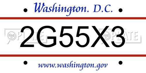 2G55X3 District Of Columbia License Plate