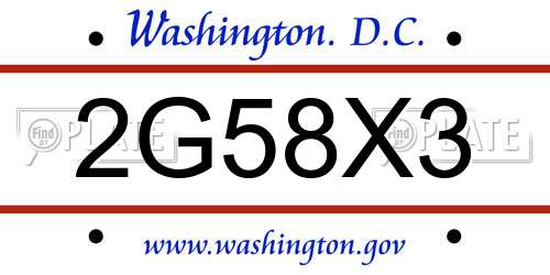 2G58X3 District Of Columbia License Plate