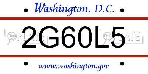2G60L5 District Of Columbia License Plate