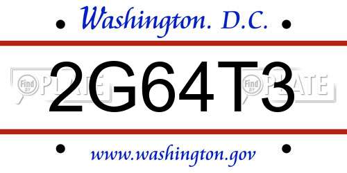 2G64T3 District Of Columbia License Plate