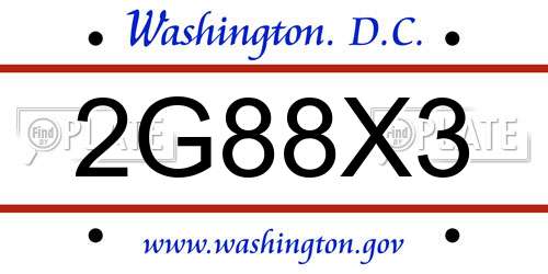 2G88X3 District Of Columbia License Plate