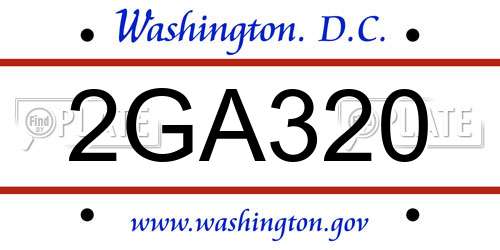 2GA320 District Of Columbia License Plate