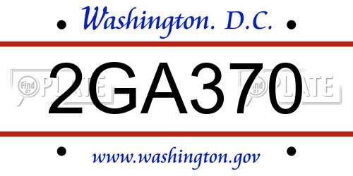 2GA370 District Of Columbia License Plate