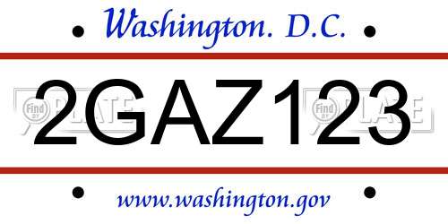 2GAZ123 District Of Columbia License Plate