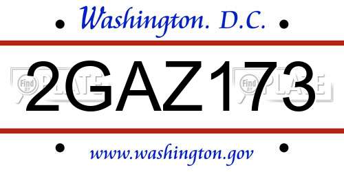 2GAZ173 District Of Columbia License Plate