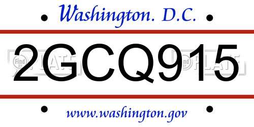 2GCQ915 District Of Columbia License Plate