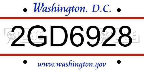 2GD6928 District Of Columbia License Plate