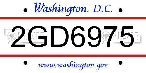2GD6975 District Of Columbia License Plate