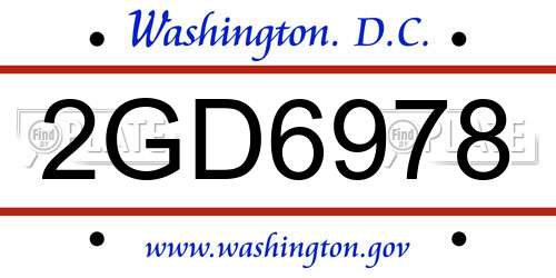 2GD6978 District Of Columbia License Plate