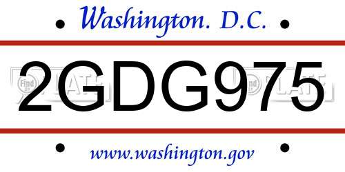 2GDG975 District Of Columbia License Plate