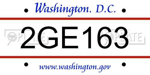 2GE163 District Of Columbia License Plate
