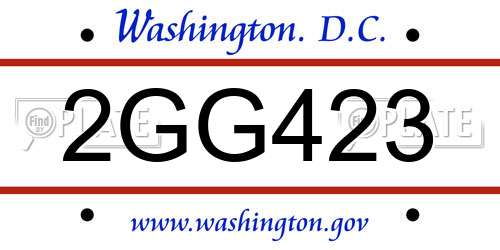 2GG423 District Of Columbia License Plate