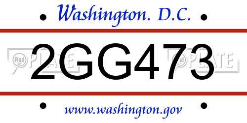 2GG473 District Of Columbia License Plate