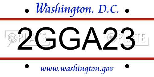 2GGA23 District Of Columbia License Plate