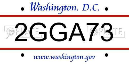2GGA73 District Of Columbia License Plate