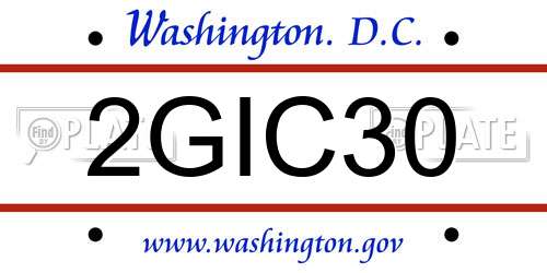 2GIC30 District Of Columbia License Plate