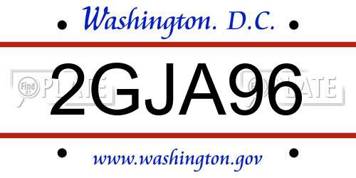 2GJA96 District Of Columbia License Plate