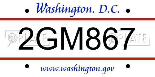 2GM867 District Of Columbia License Plate