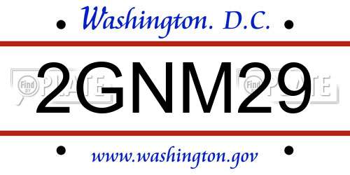2GNM29 District Of Columbia License Plate