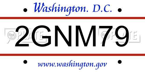 2GNM79 District Of Columbia License Plate