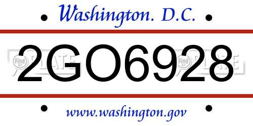 2GO6928 District Of Columbia License Plate